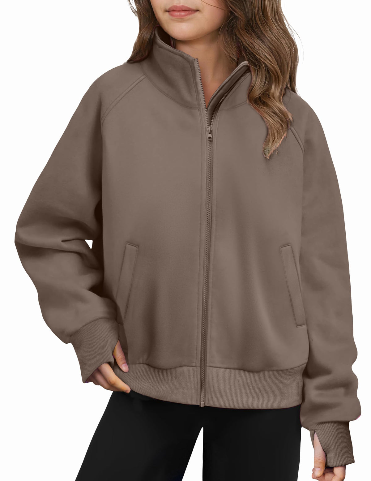 Arshiner Girls Zip Up Sweatshirt Full-zip Fleece Track Jackets Kids Fall Fashion Outfits Winter Clothes with Pockets