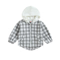 Douhoow Toddler Baby Plaid Jacket Baby Boy GIrl Flannel Hoodies Zip Up Hooded Fall Winter Outerwear Coat