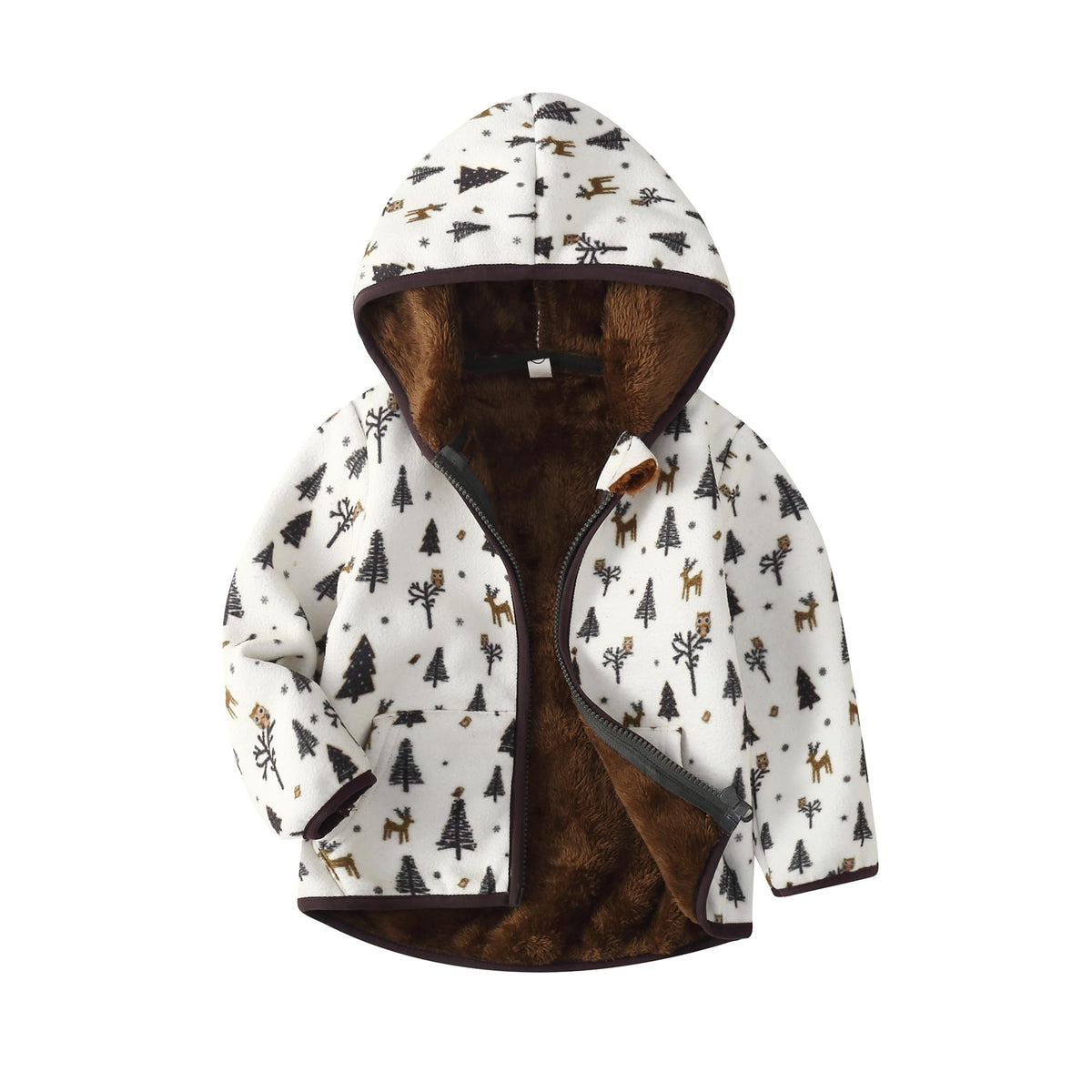Toddler Fleece Jacket Boys Girls Sherpa Hooded Jackets Thick Warm Outerwear