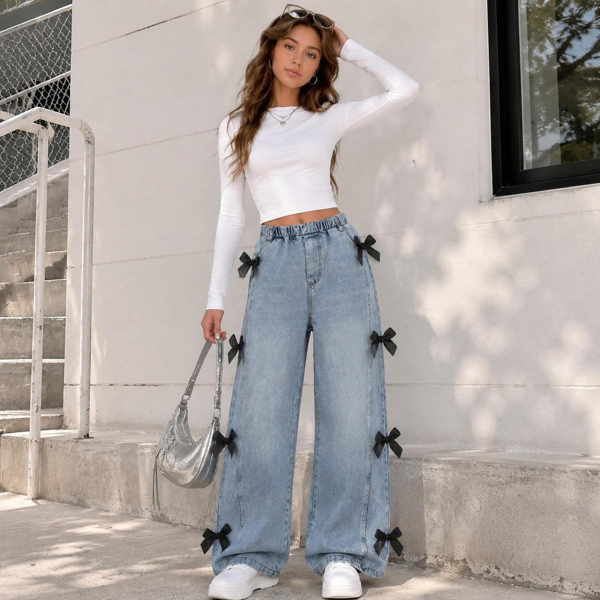 Girls Jeans Wide Leg Denim Pants Tween Teen Girls Trendy Clothes Size 7-13 Years