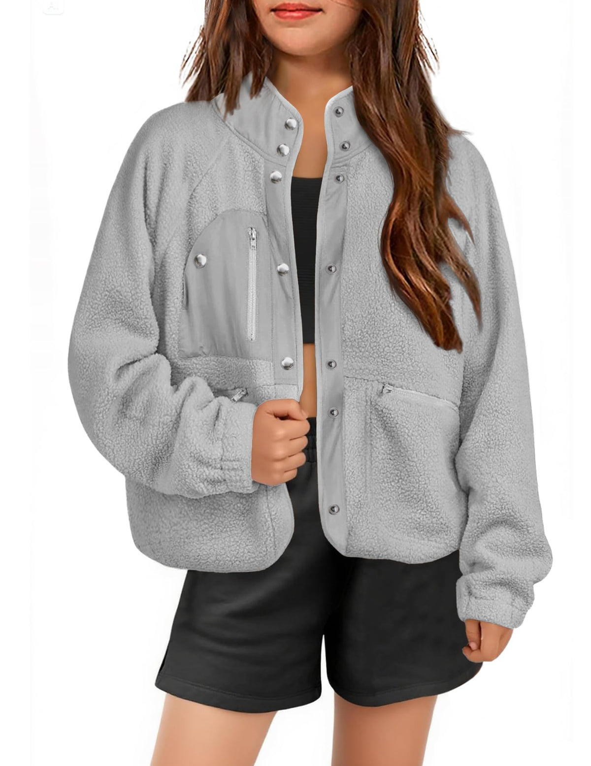 Arshiner Girls Sherpa Fleece Jacket Button Down Fall Winter Coat