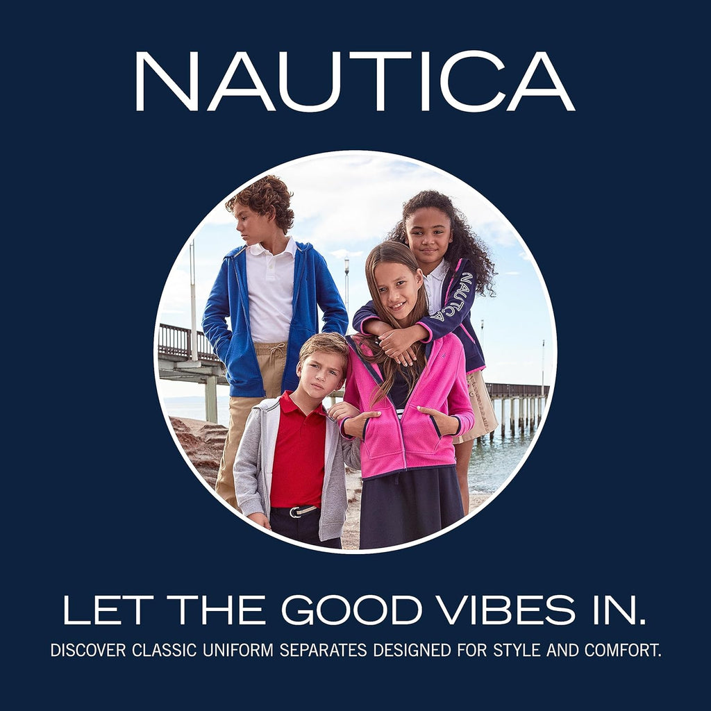 Nautica Girls' Full-Zip Fleece Jacket, Signature Logo Design, Lightweight & Wind Resistant