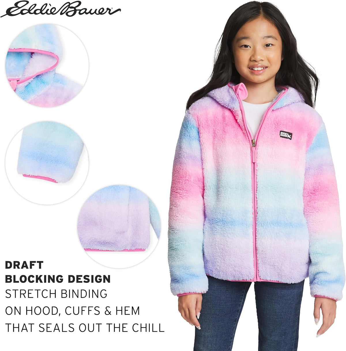 Eddie Bauer Girls' Quest Plush High Pile Faux Sherpa Hooded Jacket