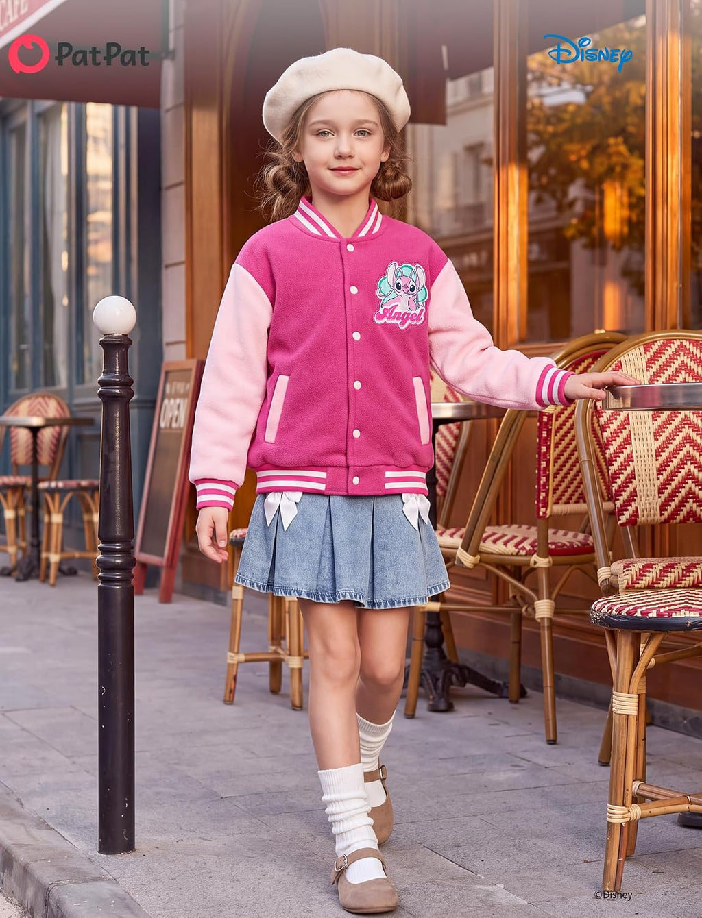 Disney Kids Fleece Bomber Jacket, Varsity Outerwear with Pockets, 2-10Y