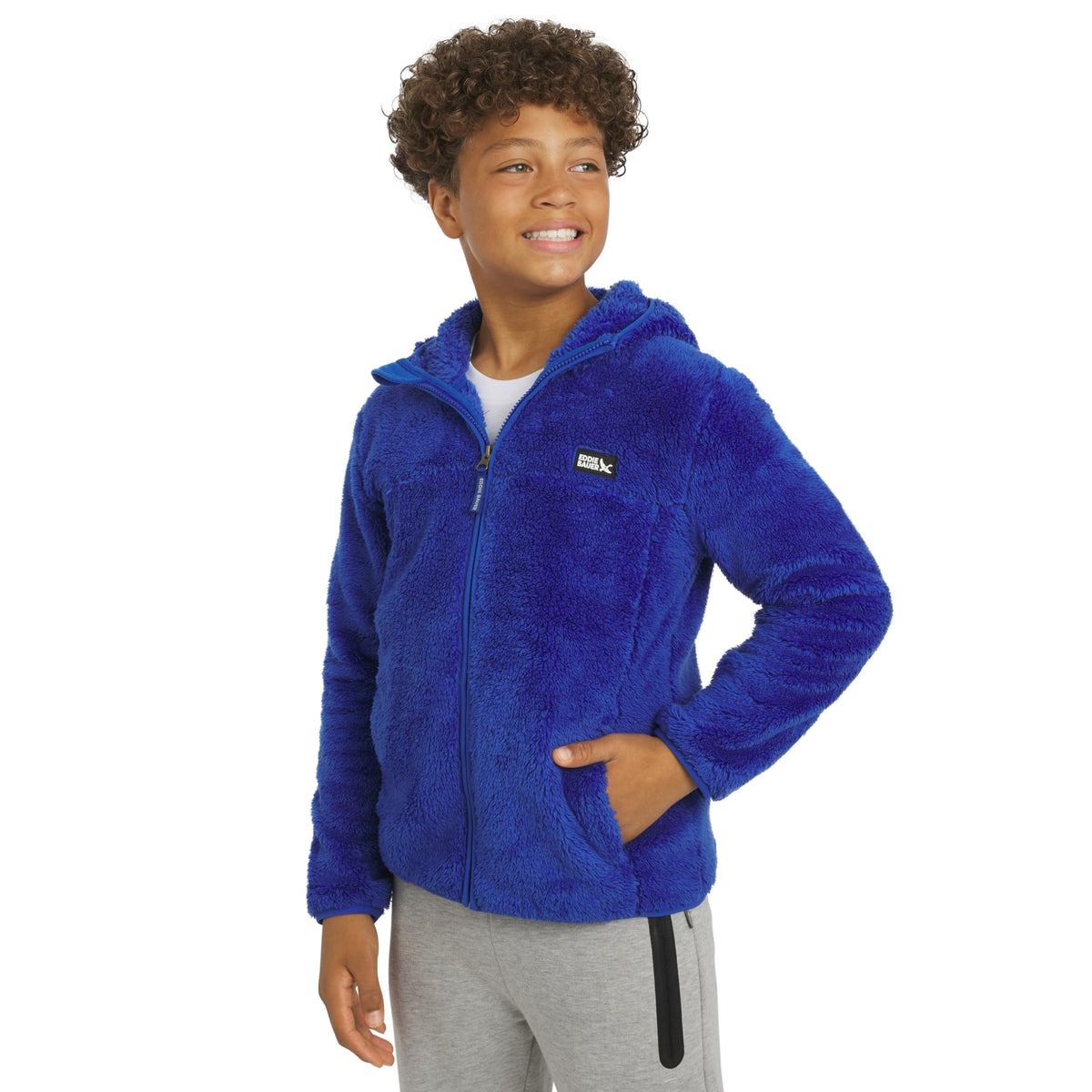 Eddie Bauer Girls' Quest Plush High Pile Faux Sherpa Hooded Jacket