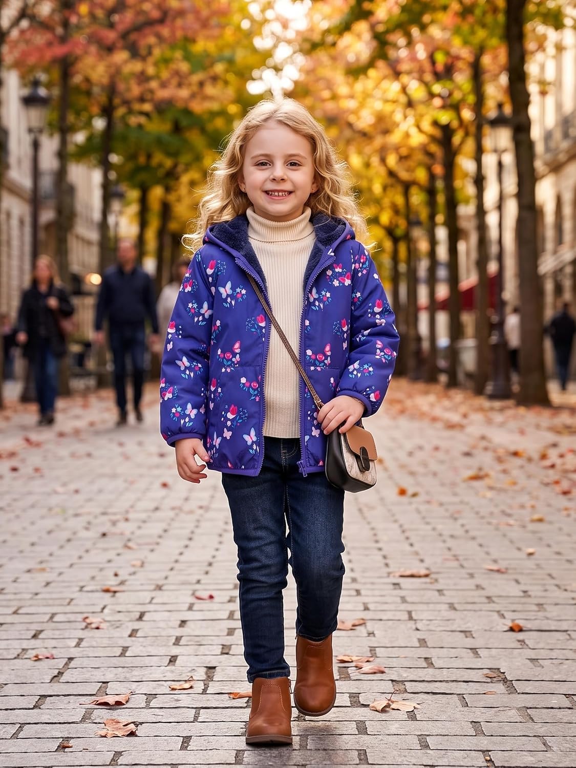 uideazone Toddler Girls Lightly Fleece Lined Coat Hooded Zipper Jacket 1-6T
