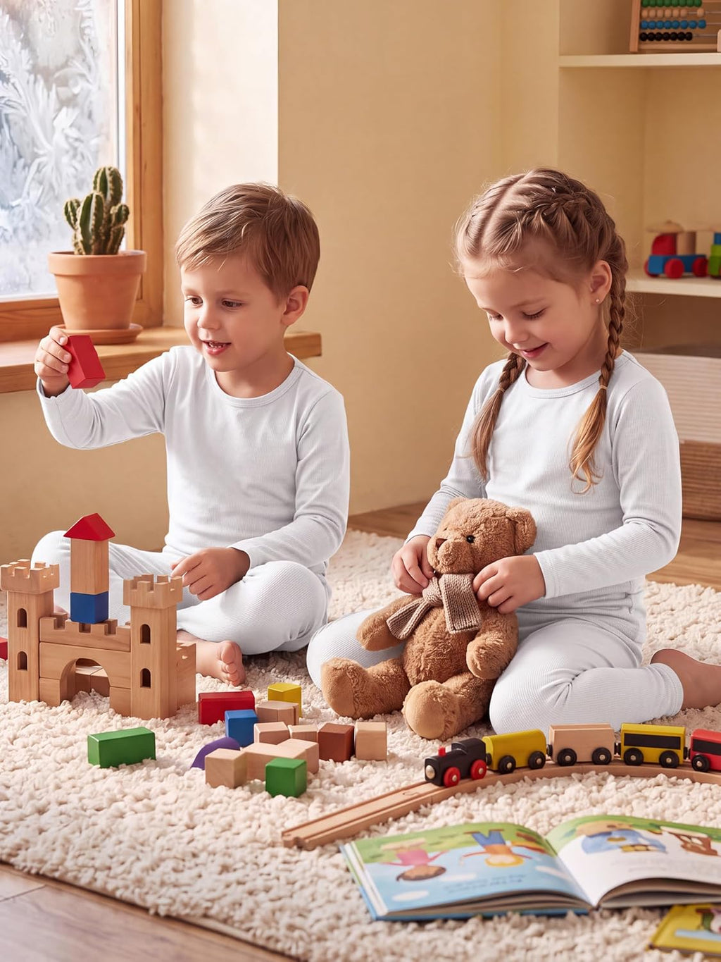 Toddler Fleece Lined Thermal Underwear Set Base Layer Long Johns for Kid ﻿