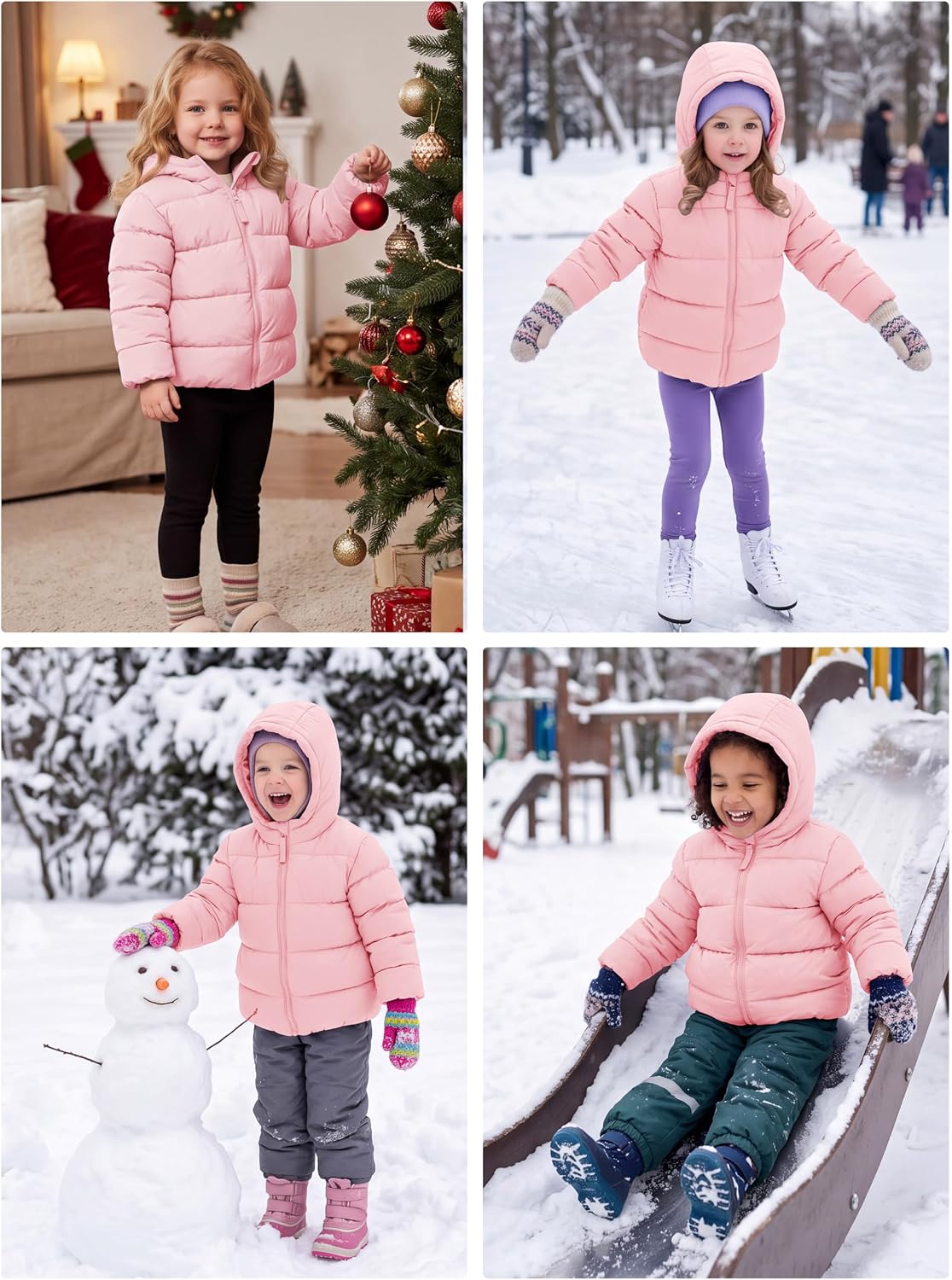 Resinta Toddler Girls Winter Midweight Puffer Jacket Hooded Warm Outwear