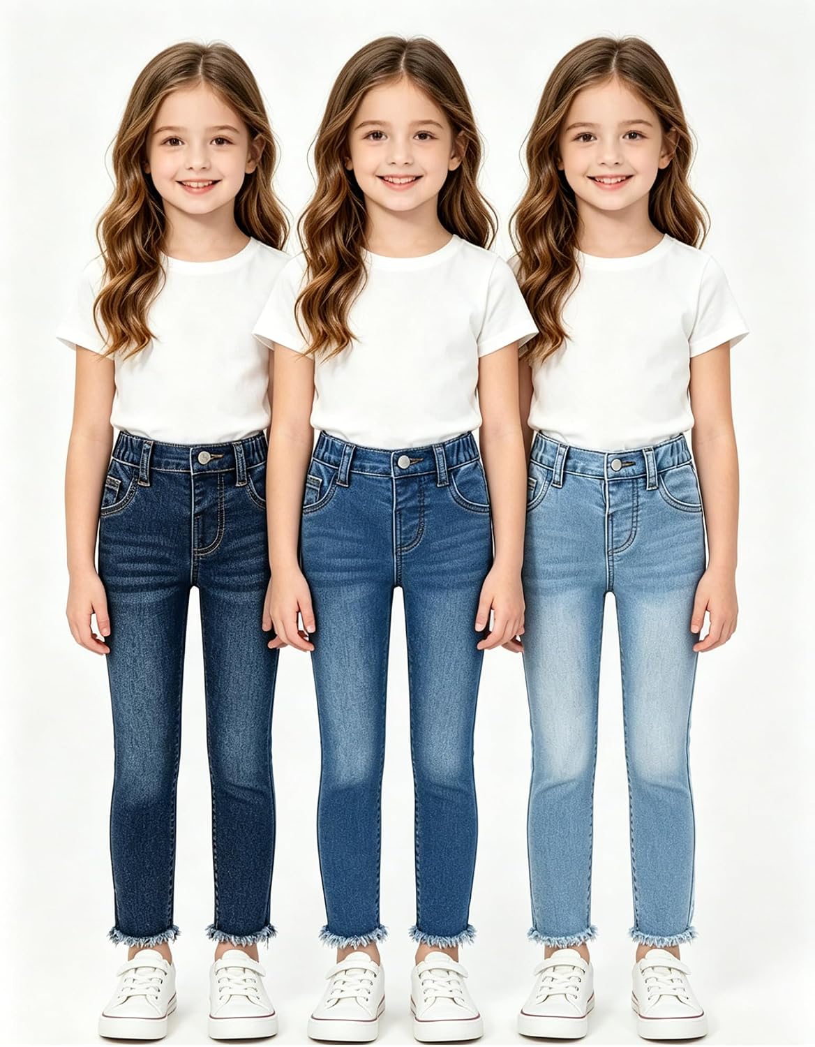 Girls Jeans 3 Pack,Soft Stretch Skinny Denim Jeans for Girls 4-7Y