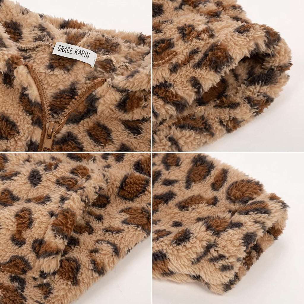 GRACE KARIN Girls Fleece Jacket Zip Up Sherpa Coat Kids Fall Hoodie Fuzzy Sweatshirt Size 5-14