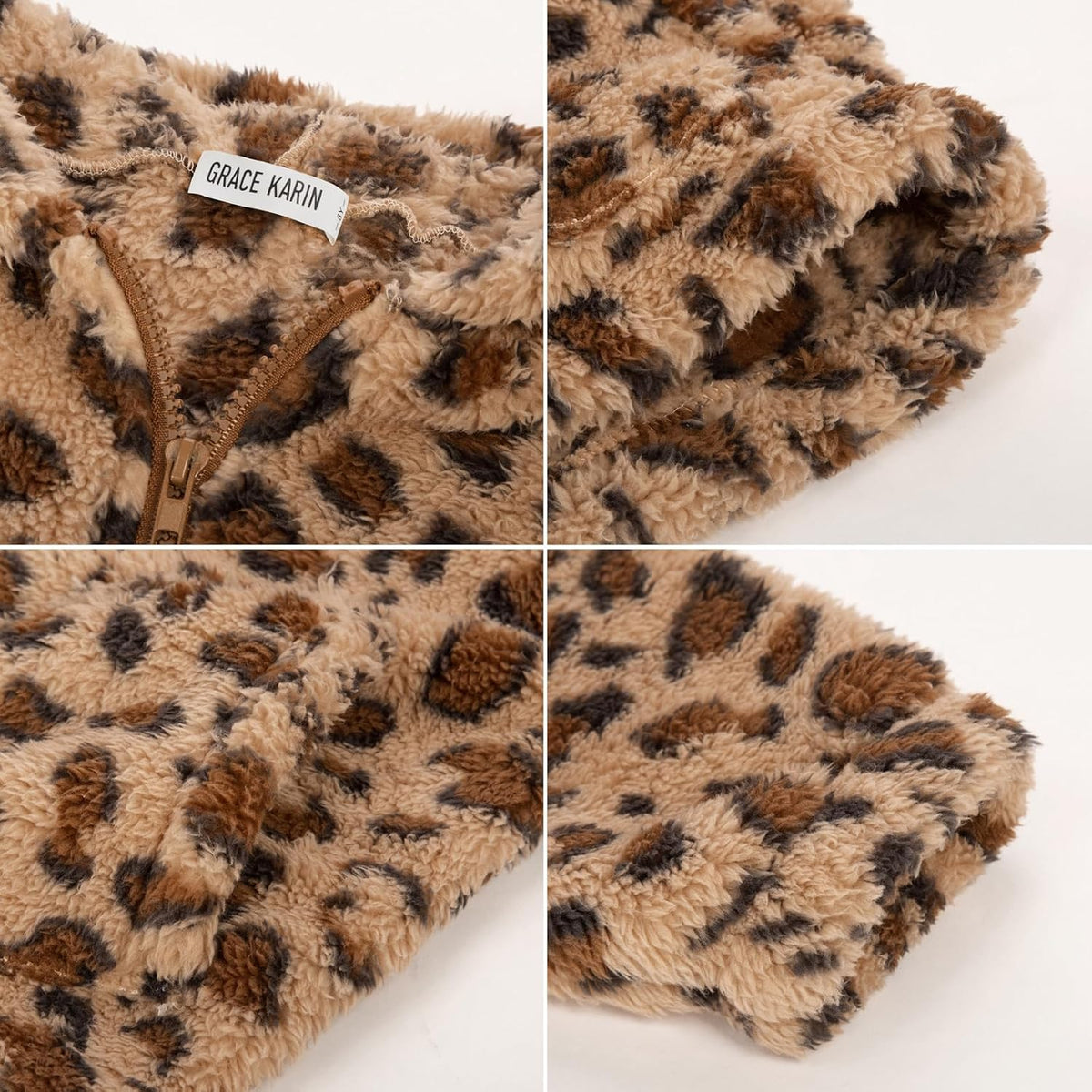 GRACE KARIN Girls Fleece Jacket Zip Up Sherpa Coat Kids Fall Hoodie Fuzzy Sweatshirt Size 5-14