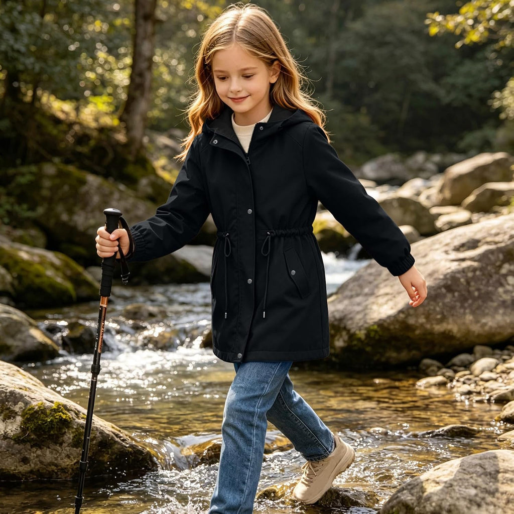 DASAYO Girls Rain Jacket Waterproof Lightweight Raincoat Hooded Windbreaker