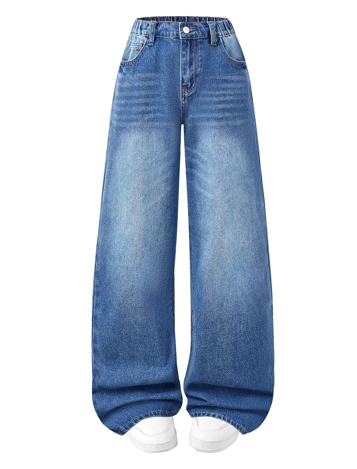 Girls Baggy Jeans Wide Straight Leg High Elastic Waisted Denim Pants Fashion Y2k Boyfriend Skater Streetwear