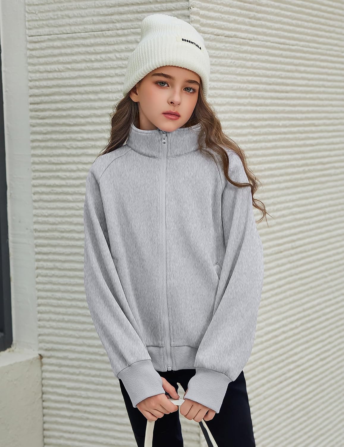 Arshiner Girls Zip Up Sweatshirt Full-zip Fleece Track Jackets Kids Fall Fashion Outfits Winter Clothes with Pockets