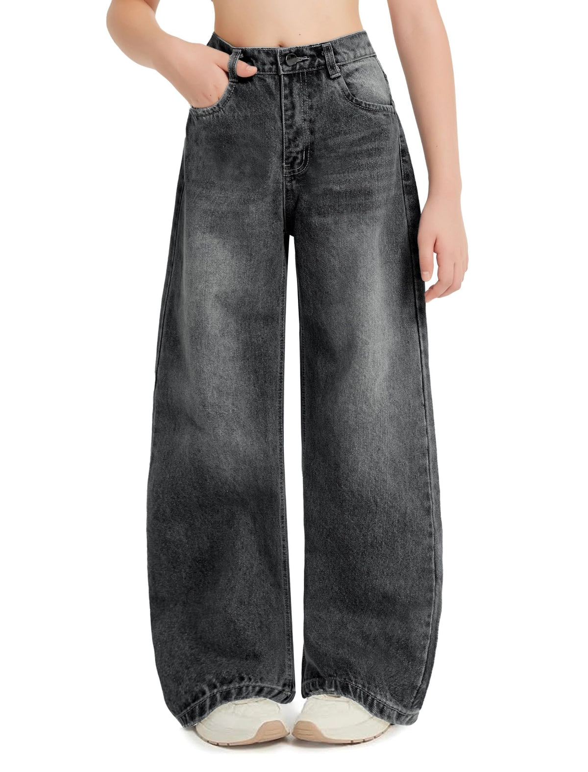 EXARUS Girls Jeans Baggy Wide Leg Cute Teen Tween Long Denim Pants Clothes