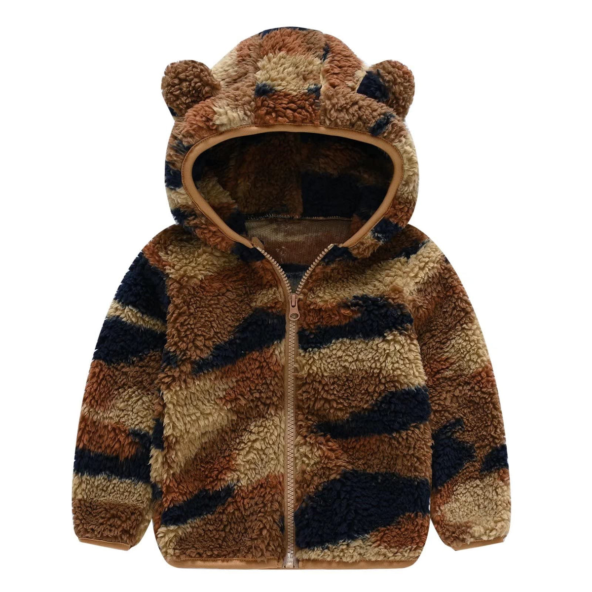 AIWUHE Toddler Boys Girls Hooded Jacket Fleece Hoodie Winter Warm Solid Color Teddy Coat Zip-up Bear Ear Sweater Fall Clothes
