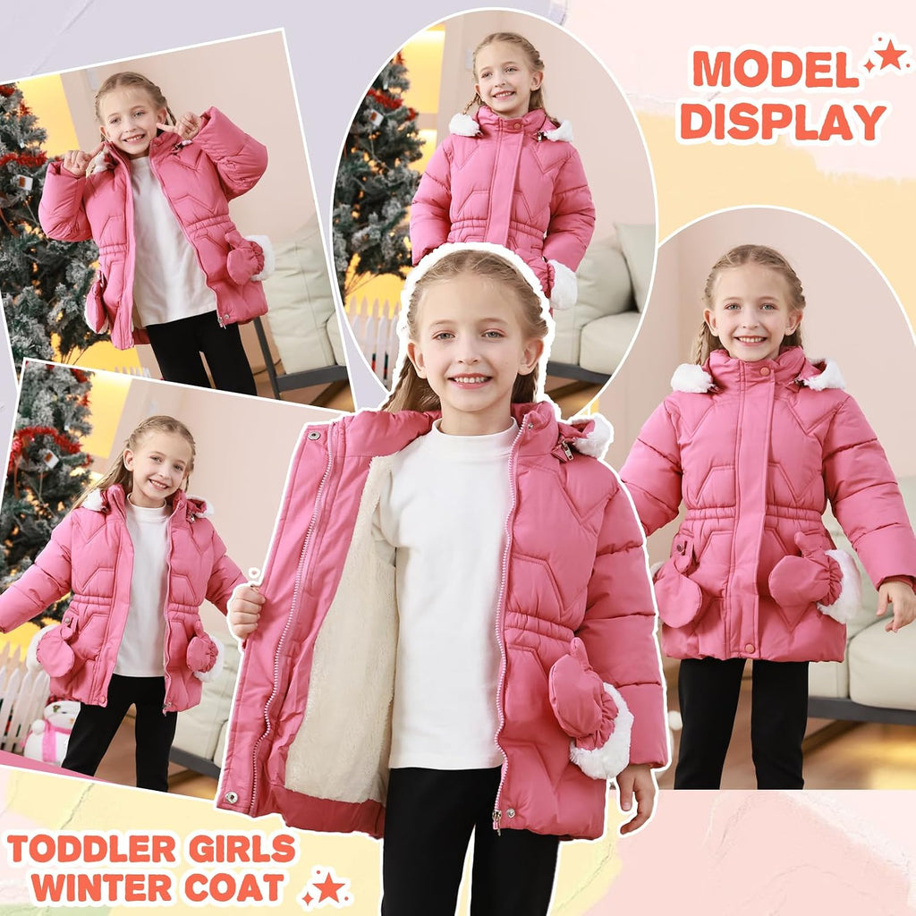 AiWMGL 3T 4T 5T 6T Toddler Girls Winter Coat Jacket Outwear Clothes Warm Overcoat Snowsuit Puffer Parka Fur Lined Hood Kids