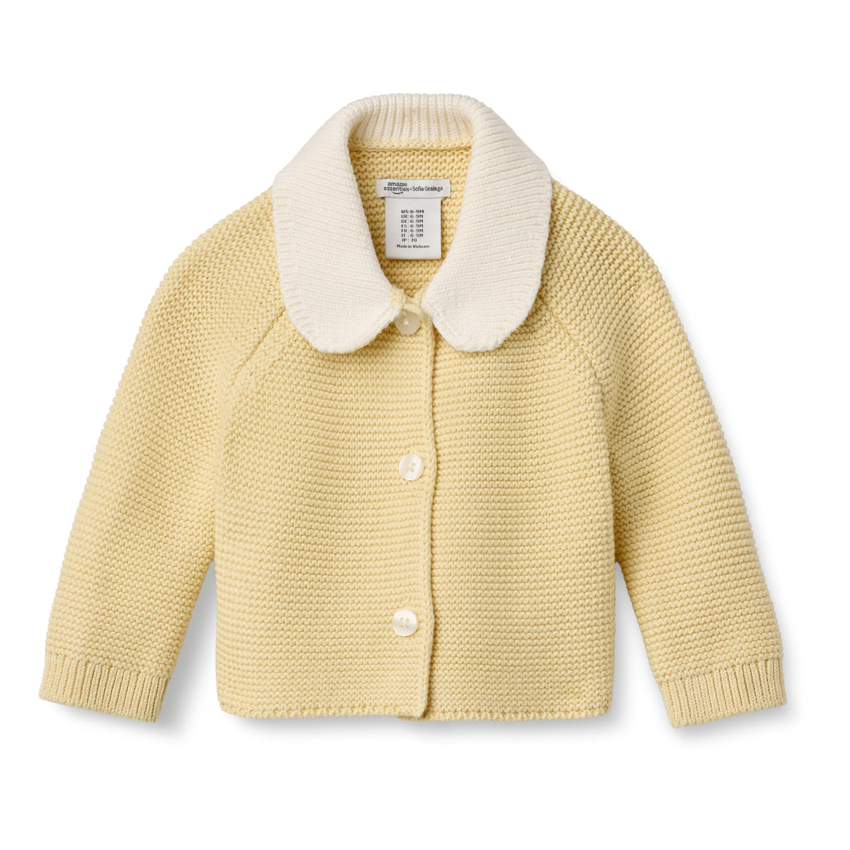 Amazon Essentials x Sofia Grainge Unisex Toddlers and Babies' Peter Pan Collar Sweater Jacket, Soft Cotton Knit with Stretch
