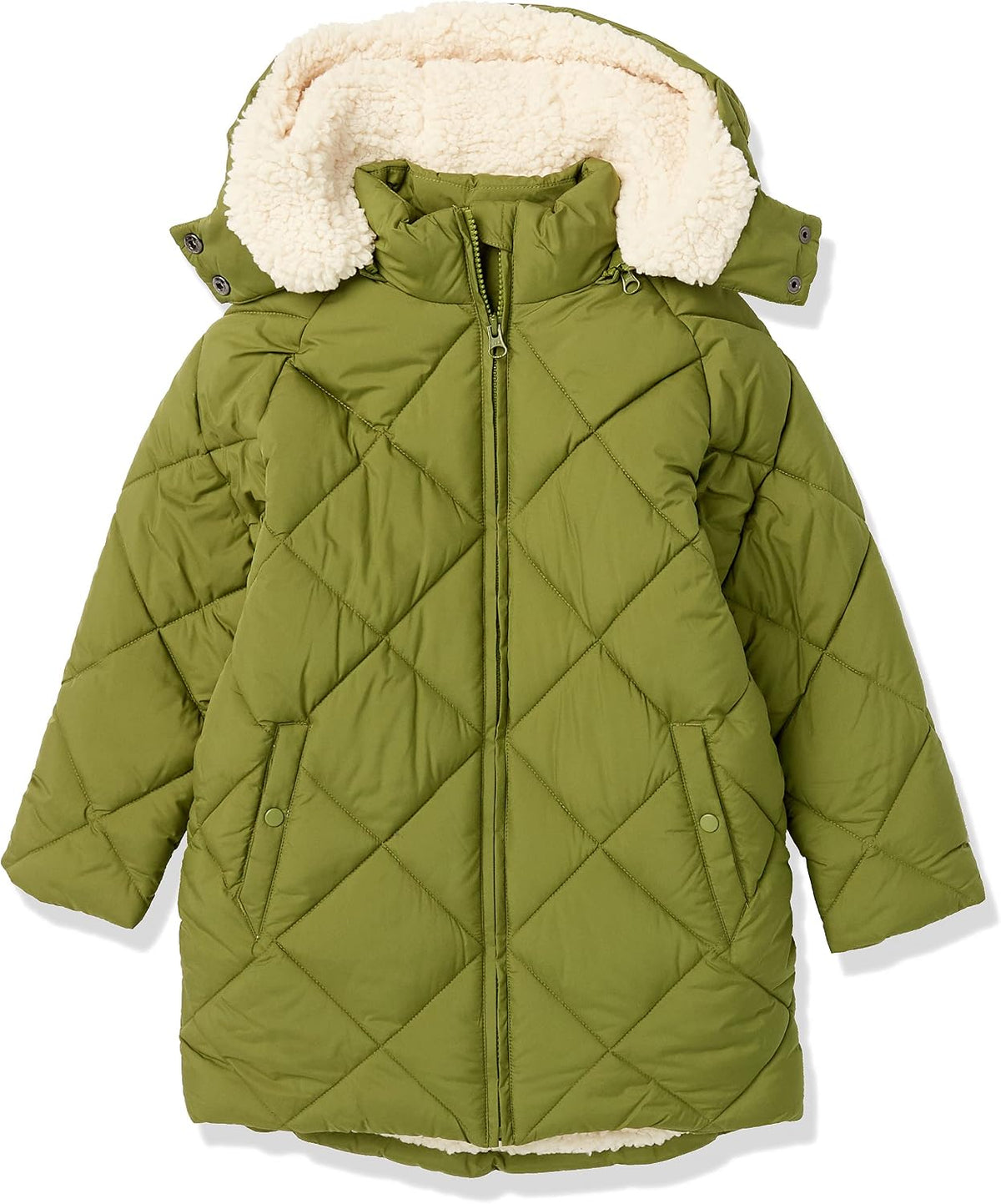 Amazon Essentials Girls and Toddlers' Long Quilted Cocoon Puffer Coat