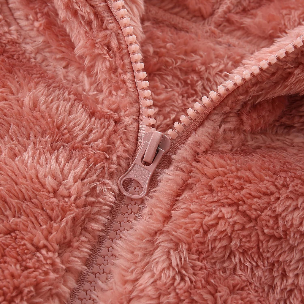 Girls Polar Fleece Jacket Zip Up Kids Hoodie with Pockets 5-14Y
