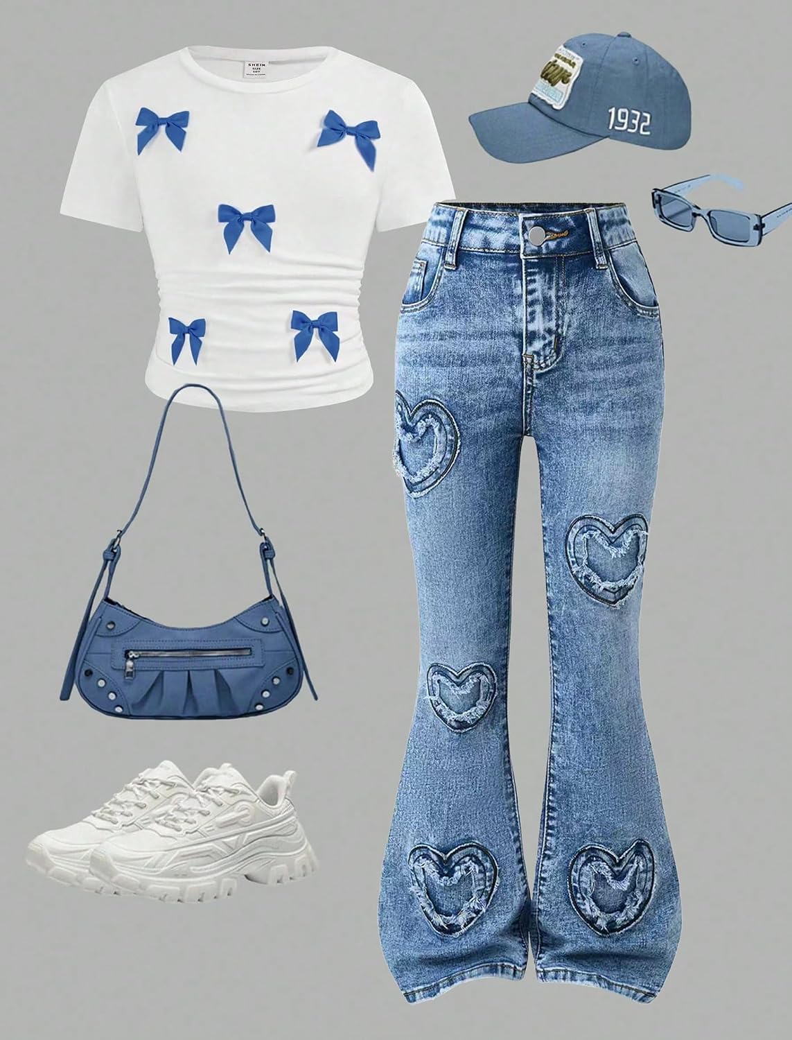 Girls Jeans Flare High Elastic Waist Denim Pants Bell Bottom Stretch Cute Y2K Streetwear with Pockets 7-14Y