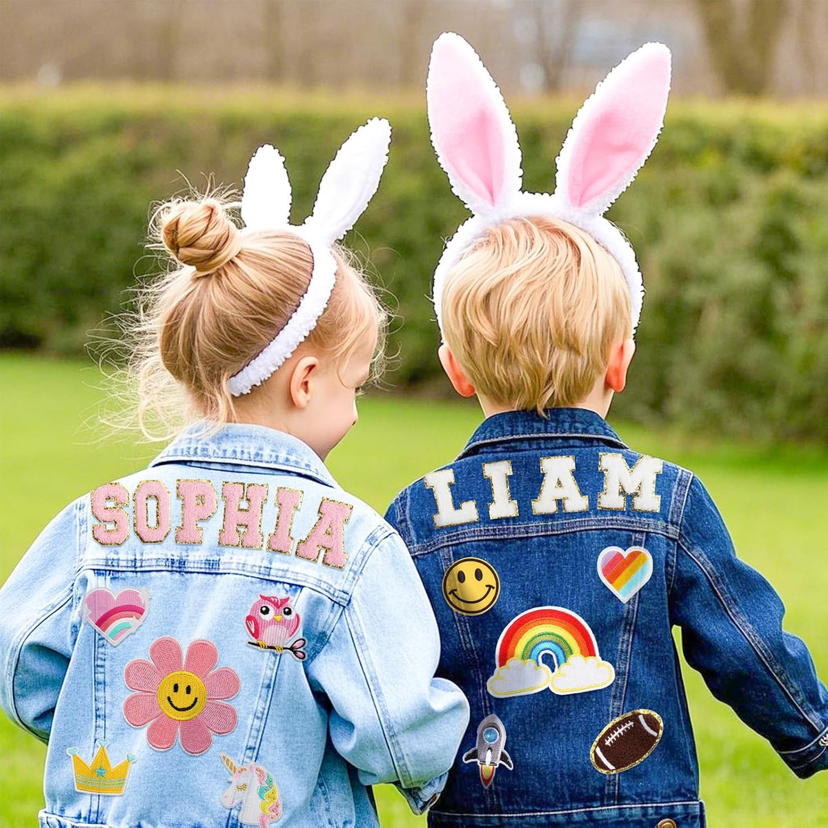 Rryoumisun Personalized Kids Denim Jacket with Names, Custom 1-14 Years Old Girls Boys Spring&Fall Outerwear Jackets