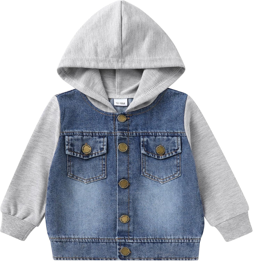 Happy Town Toddler Jean Jacket with Hood Denim Outerwear for Girls and Boys