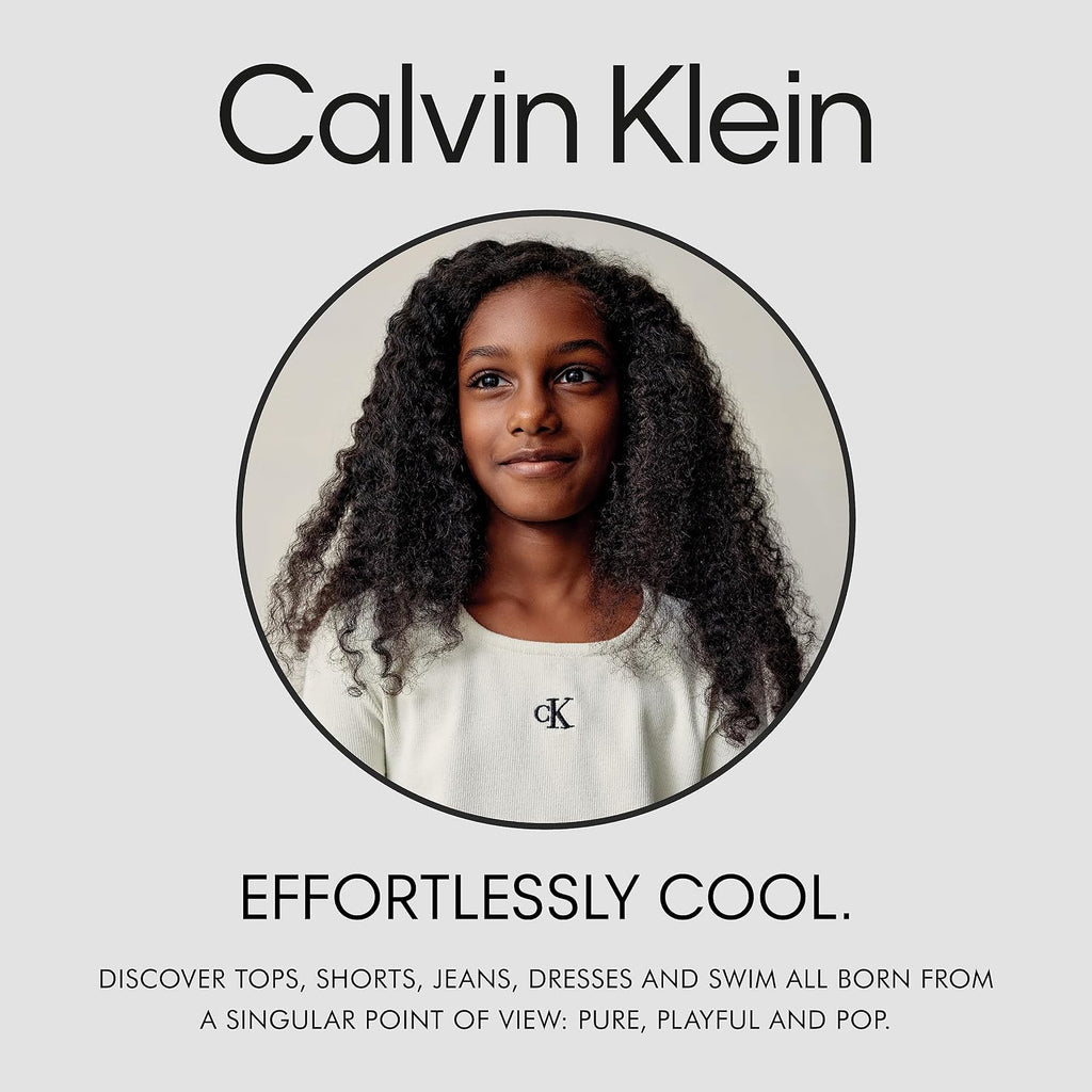 Calvin Klein Girls' 5-Pocket Seamed Wide Leg Denim Jean, Zipper Fly & Button Closure