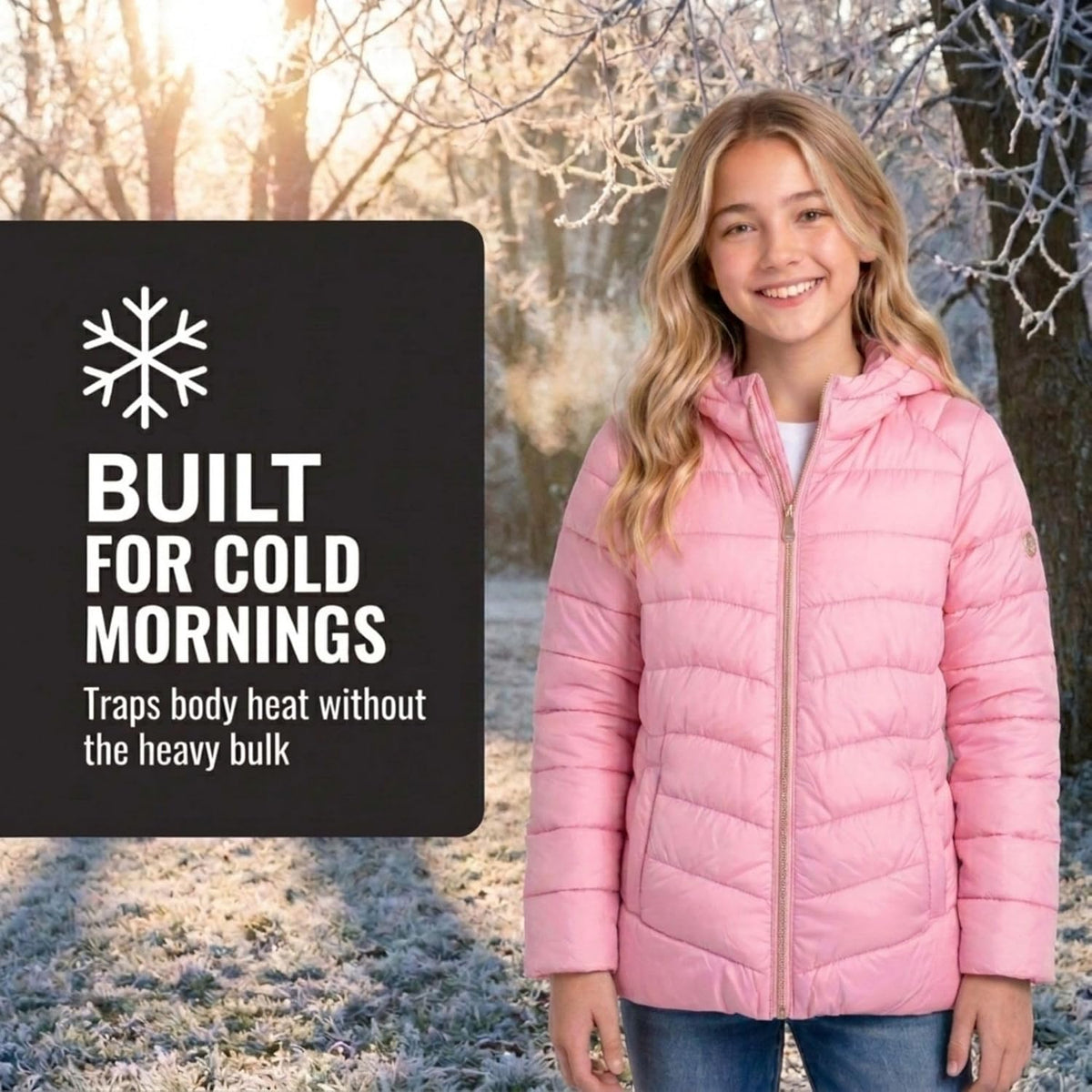 KENSIE GIRL Girls Puffer Jacket - Packable, Lightweight Winter Hooded Coat