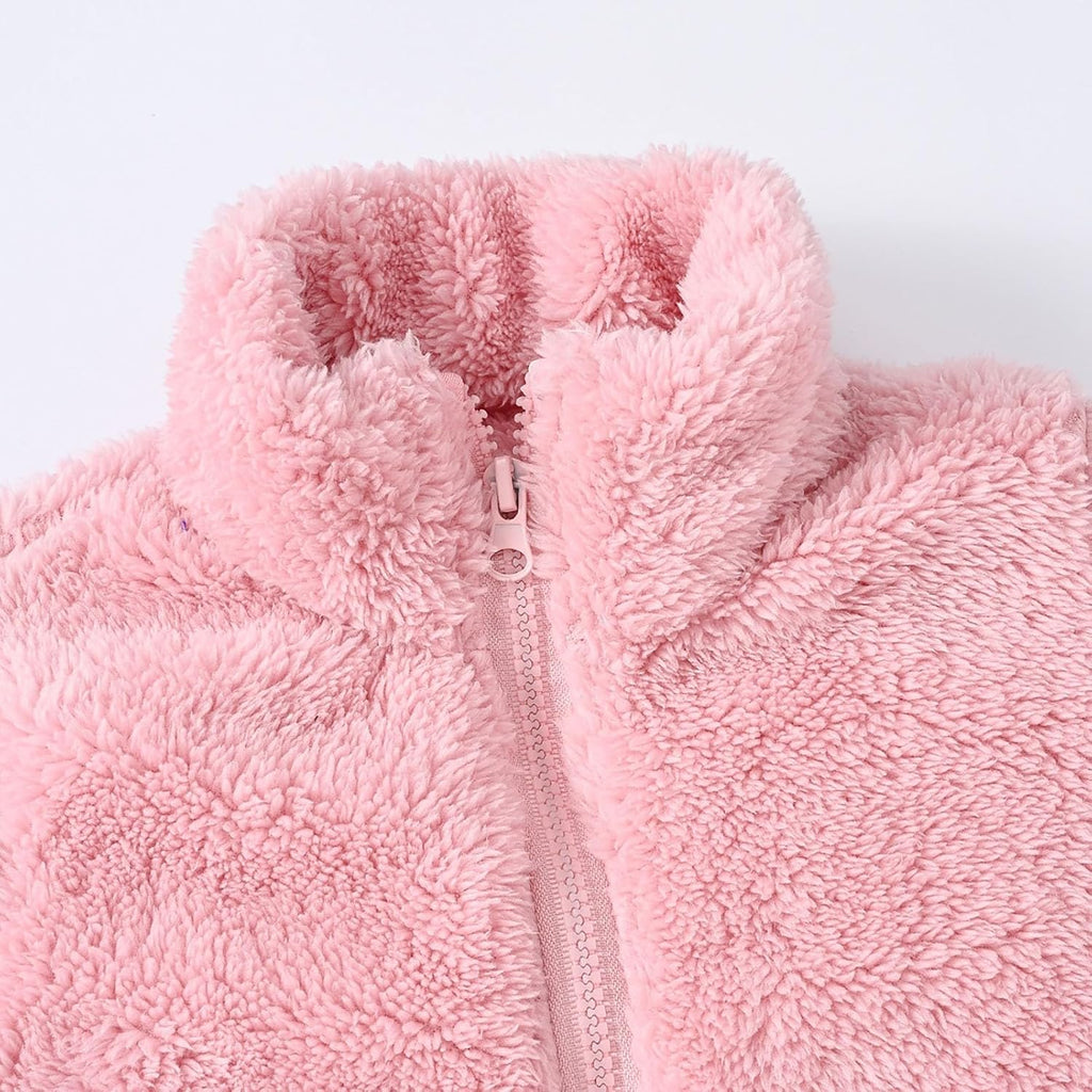 Girls Fleece Jacket 2026 Fall Fashion Cute Zip Up Sherpa Jackets for Girls