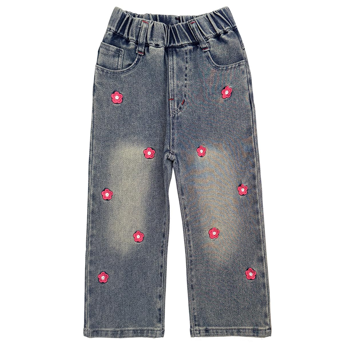 Peacolate 2-8Years Little Girls Spring Autumn Winter Black Embroidered Jeans Pants for Kid