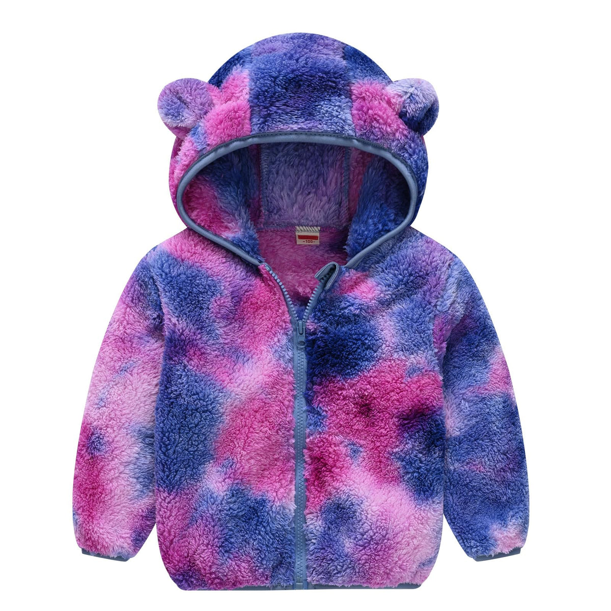 AIWUHE Toddler Boys Girls Hooded Jacket Fleece Hoodie Winter Warm Solid Color Teddy Coat Zip-up Bear Ear Sweater Fall Clothes
