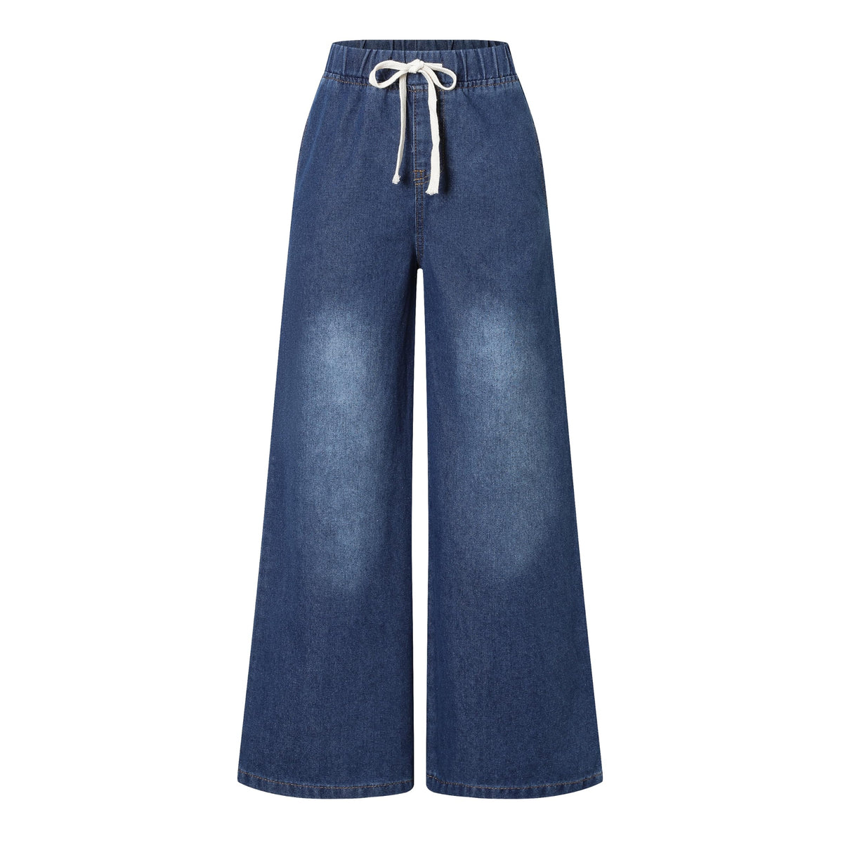 Teen Girls Wide Leg Jeans High Waist Drawstring Denim Pants with Pockets
