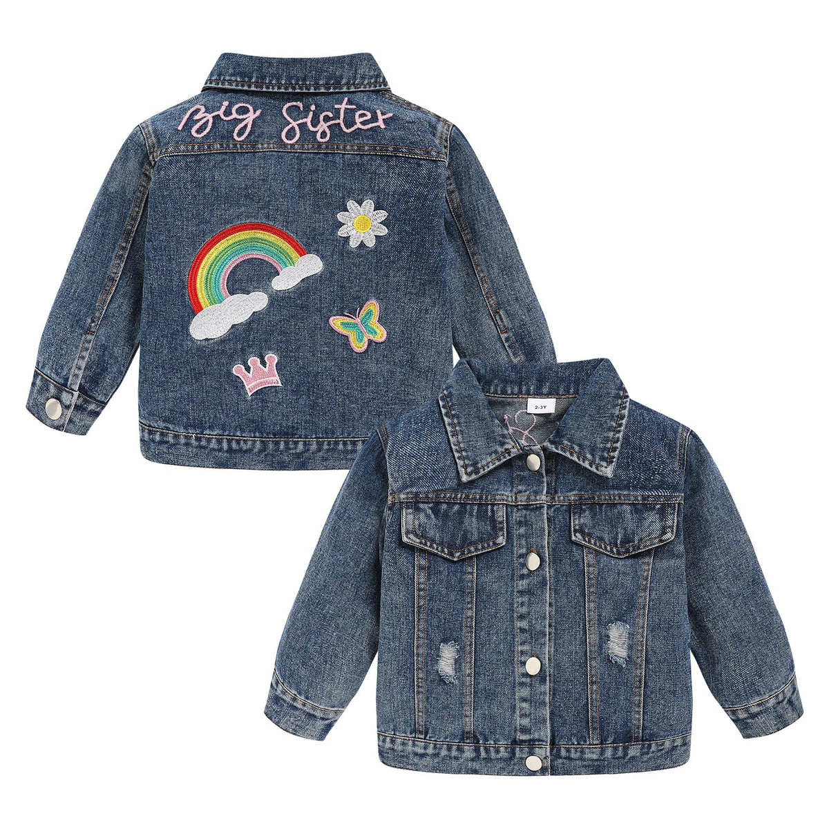 Toddler Girls Denim Jacket Little Kids Button Down Long Sleeve Jean Jacket