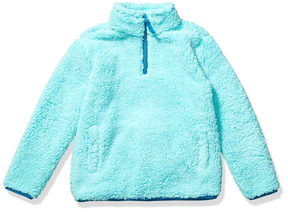 Amazon Essentials Girls' Long Sleeve Sherpa Fleece Quarter-Zip Pullover Jacket, Insulated