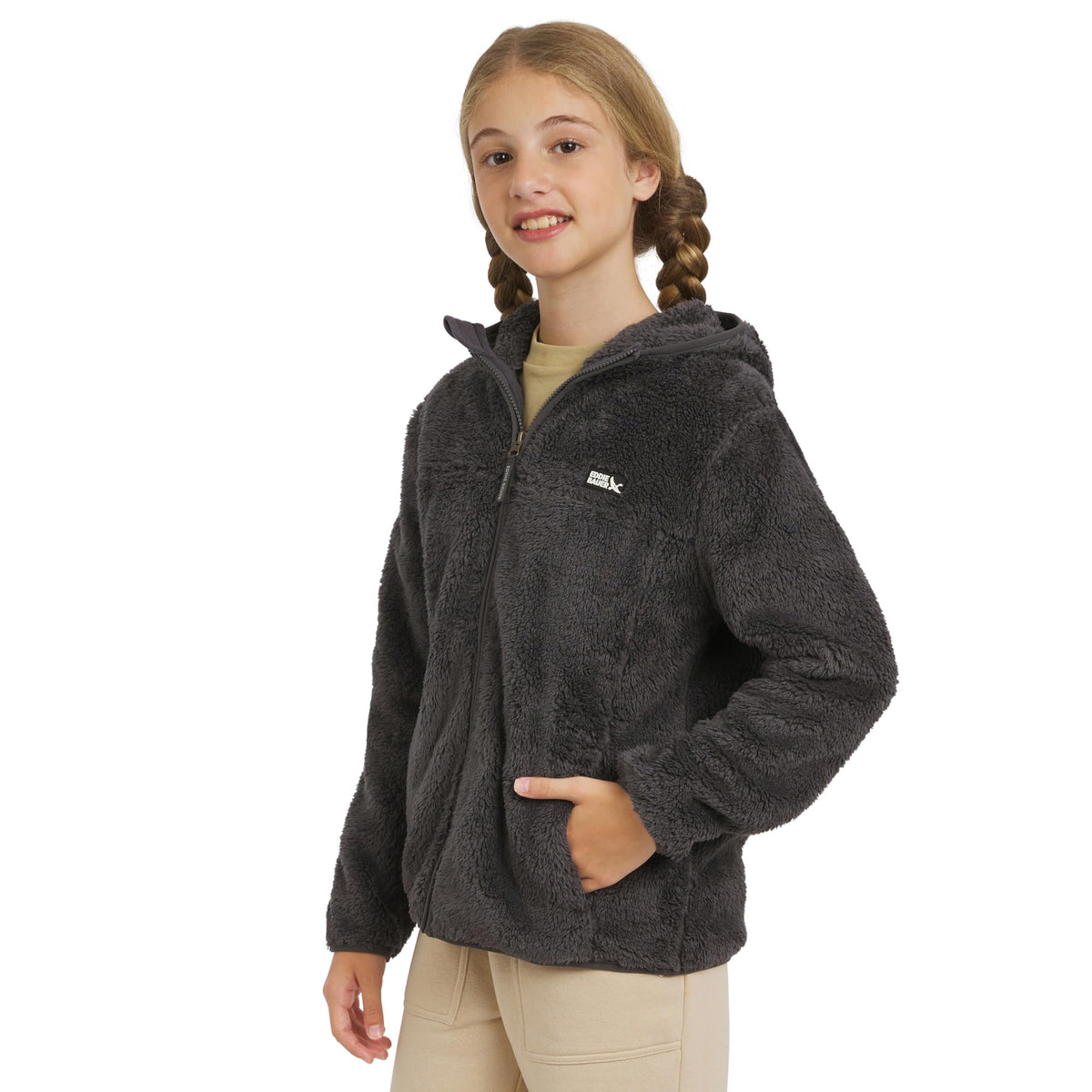 Eddie Bauer Girls' Quest Plush High Pile Faux Sherpa Hooded Jacket