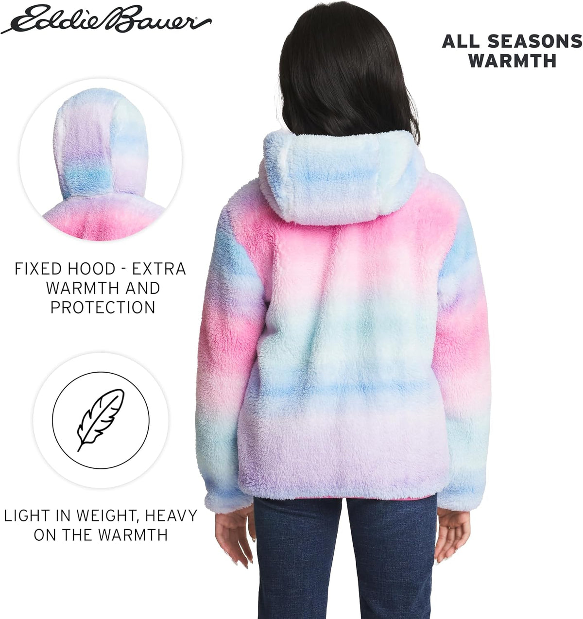 Eddie Bauer Girls' Quest Plush High Pile Faux Sherpa Hooded Jacket