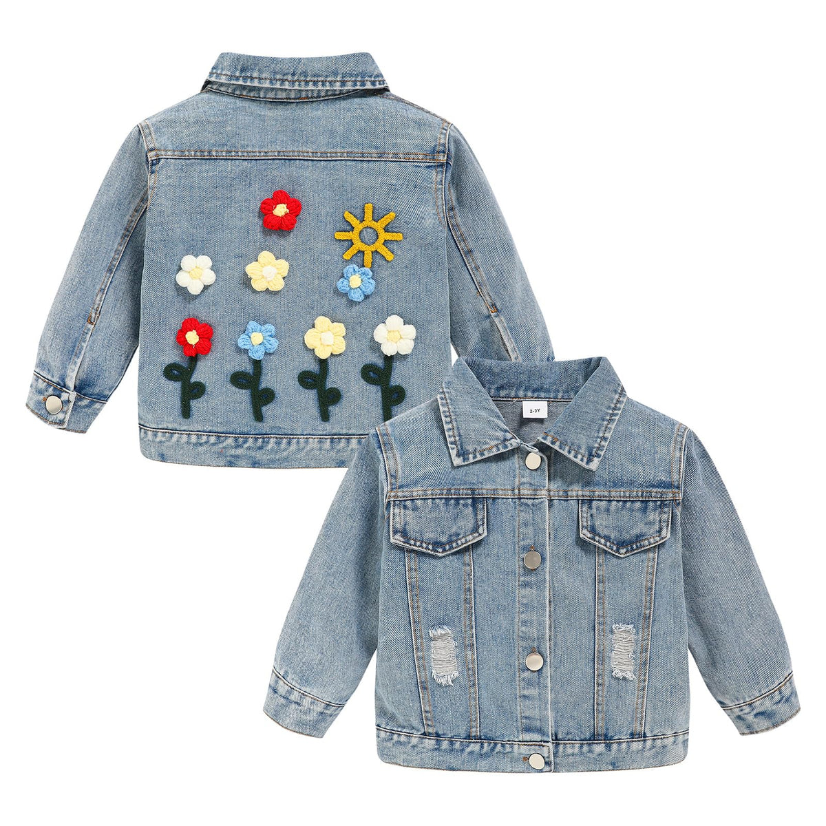 Toddler Girls Denim Jacket Little Kids Button Down Long Sleeve Jean Jacket