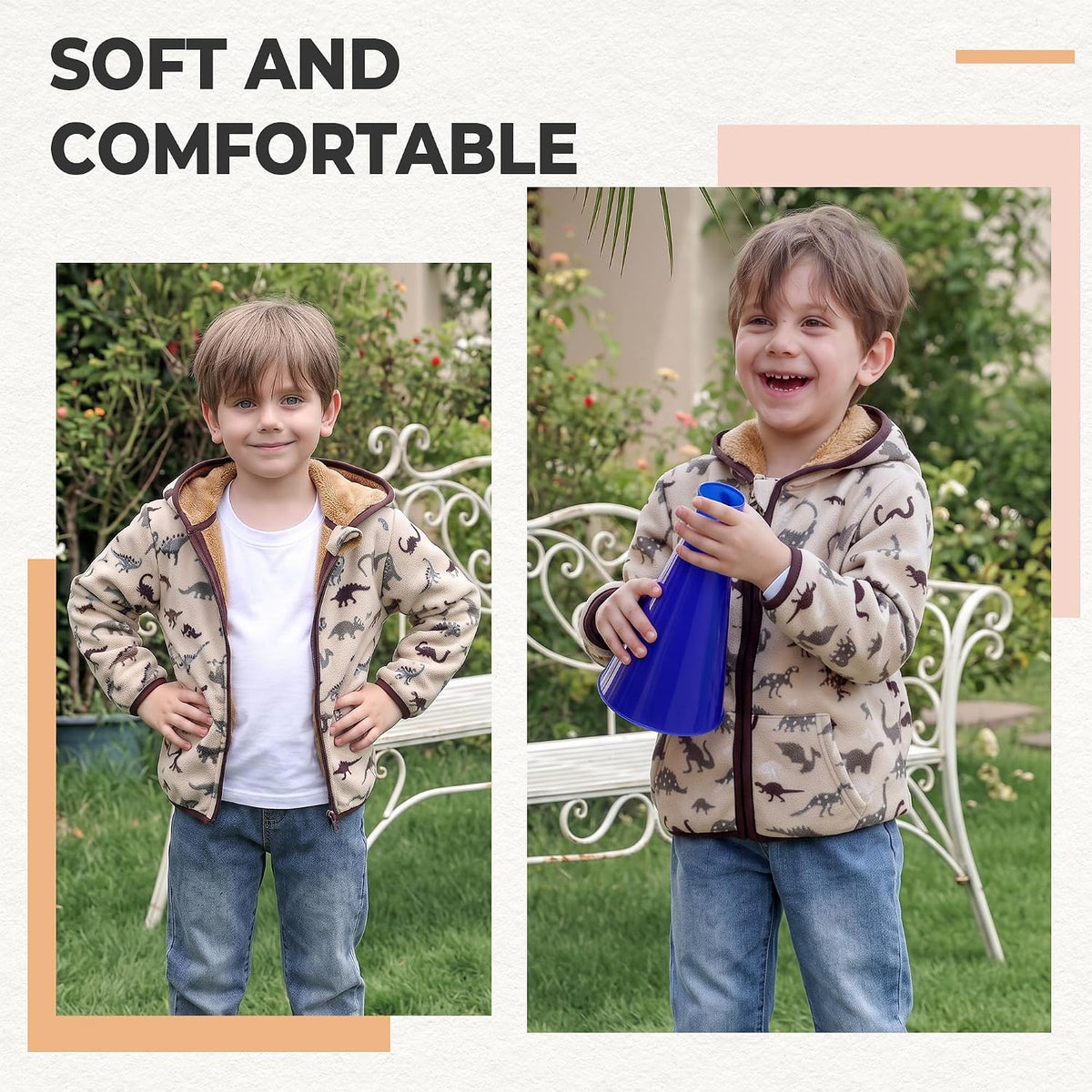 Toddler Fleece Jacket Boys Girls Sherpa Hooded Jackets Thick Warm Outerwear