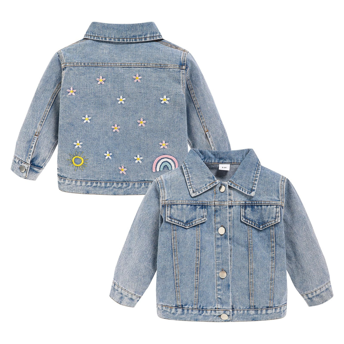 Toddler Girls Denim Jacket Little Kids Button Down Long Sleeve Jean Jacket
