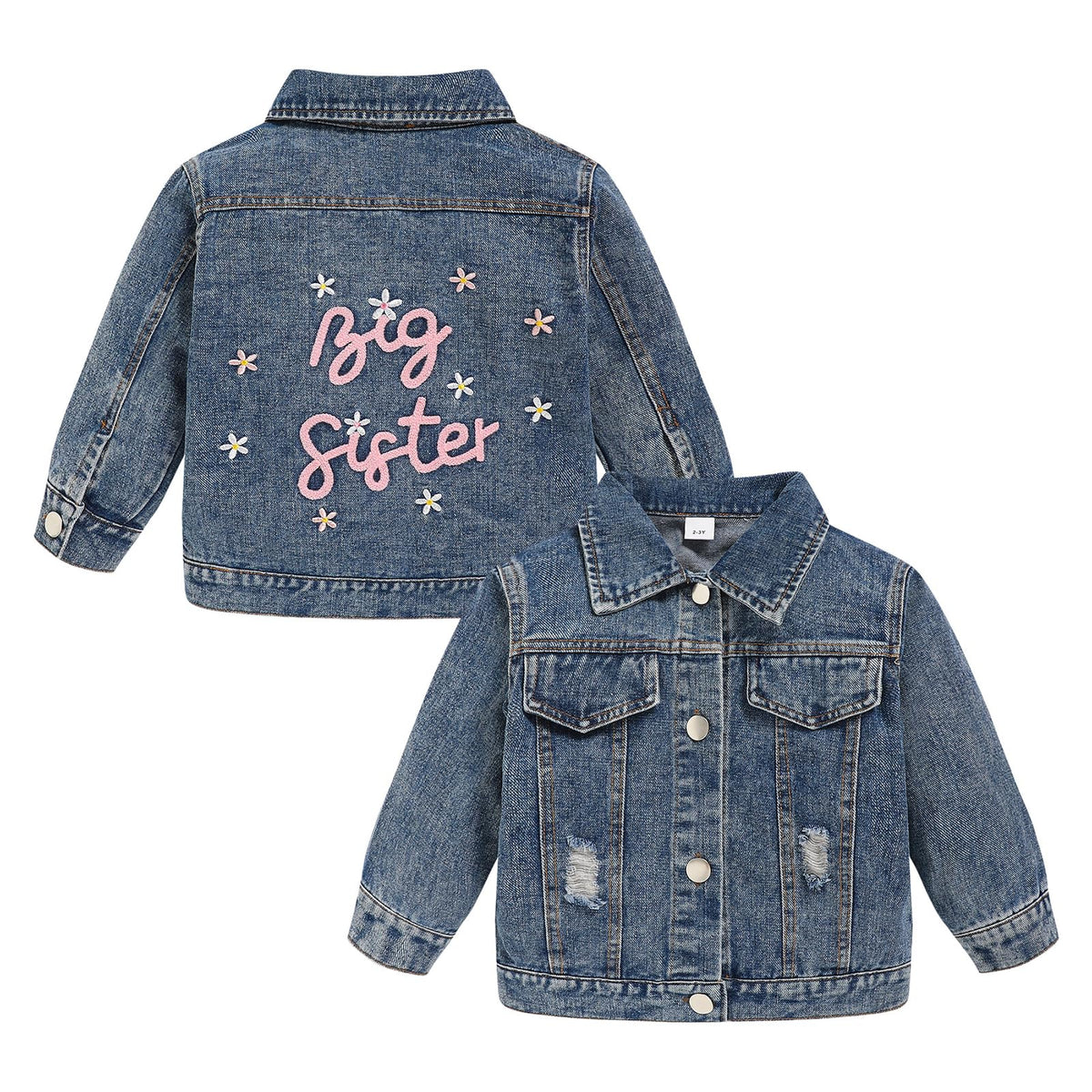 Toddler Girls Denim Jacket Little Kids Button Down Long Sleeve Jean Jacket