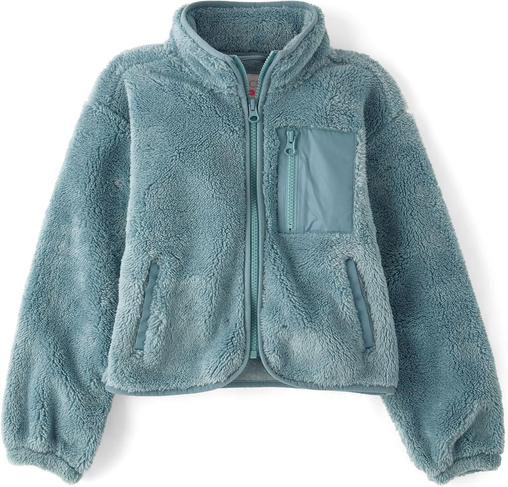The Children's Place Girls' Long Sleeve Sherpa Fleece Full Zip Jacket