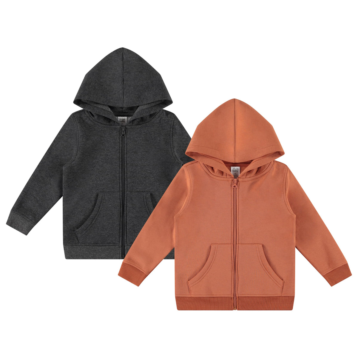 Cudlie 2-Pack Toddler Zip-Up Hoodies for Boys and Girls – Colorful Cotton Blend Sweatshirts with Pockets – Sizes 12M to 4T