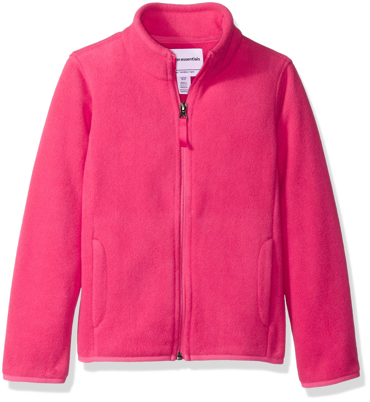 Amazon Essentials Girls and Toddlers' Polar Fleece Full-Zip Mock Jacket, Insulated Outerwear Coat