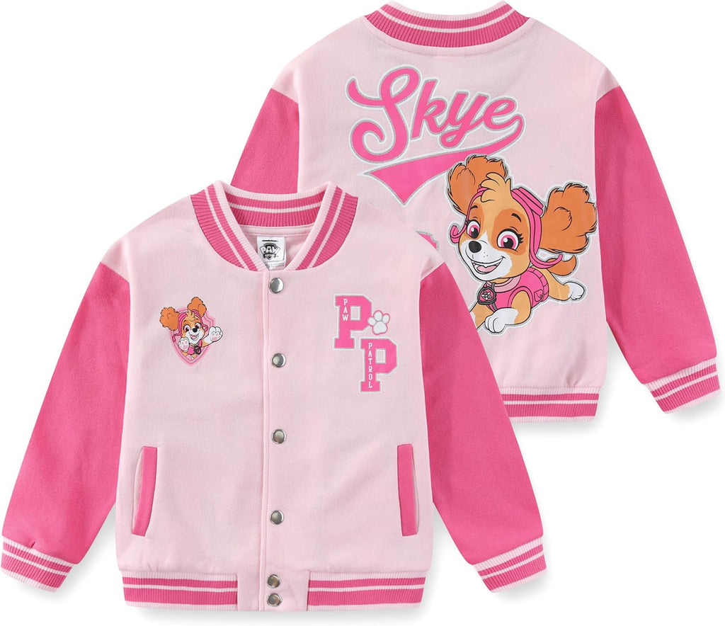 Paw Patrol Skye Girls Letterman Varsity Bomber Jacket for Toddler Big Kids