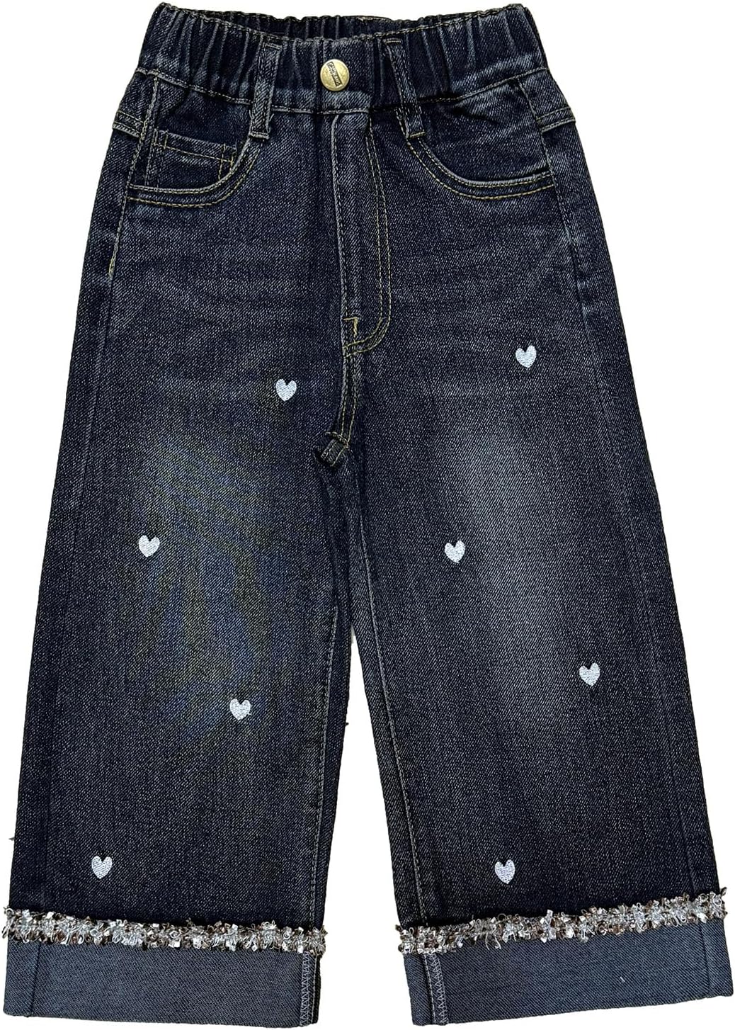 Peacolate 2-8Years Little Girls Spring Autumn Winter Black Embroidered Jeans Pants for Kid
