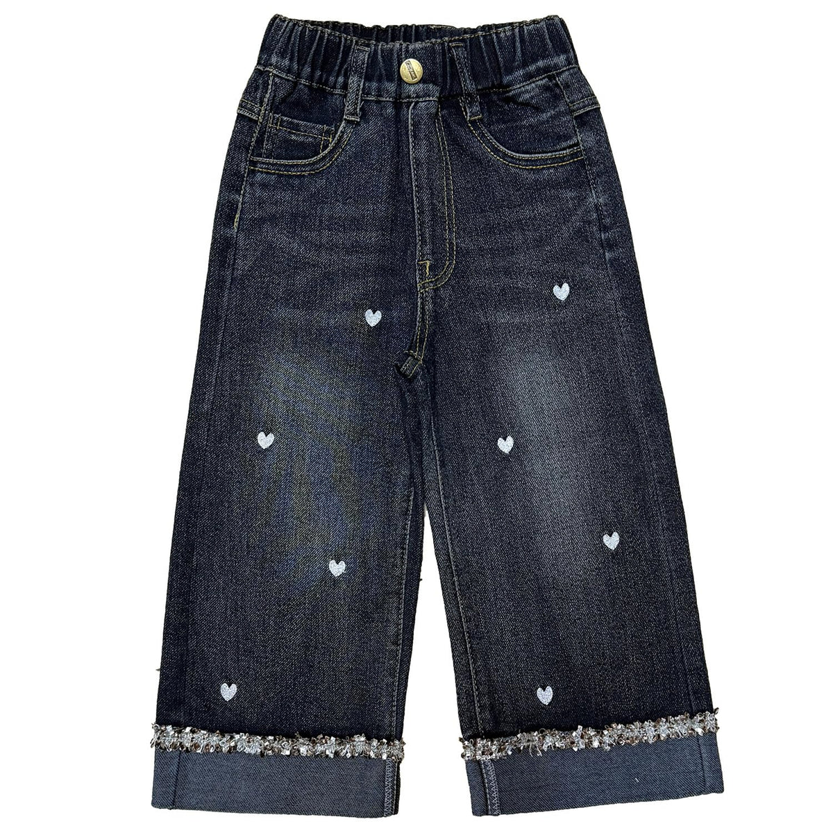 Peacolate 2-8Years Little Girls Spring Autumn Winter Black Embroidered Jeans Pants for Kid