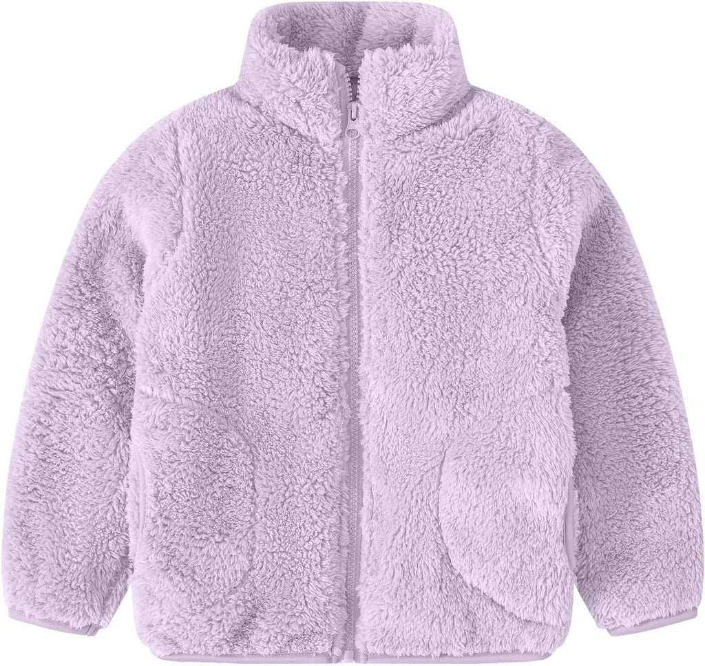 Girls Fleece Jacket Winter Warm Zip Up Stand Collar Sherpa Coat