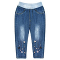 Peacolate 2-10Years Little Big Girls Spring Autumn Embroidered Jeans Trousers Pants for Kid