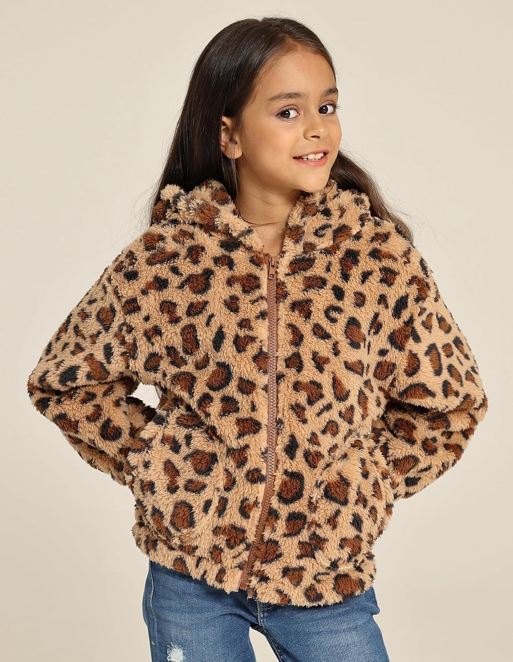 GRACE KARIN Girls Fleece Jacket Zip Up Sherpa Coat Kids Fall Hoodie Fuzzy Sweatshirt Size 5-14